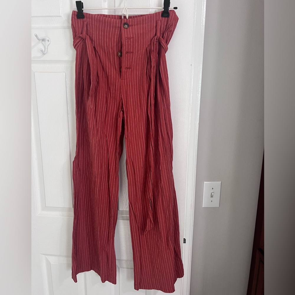 Blue Rain Red and White Striped Pants, Size S
